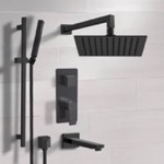 Remer TSR76 Matte Black Tub and Shower Faucet Set with Handheld, Rain Shower Head